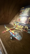 Tin Toy Bundle Of 2 Wind Up Rocket Racer Rescue Helicopter Bright Colors Repos