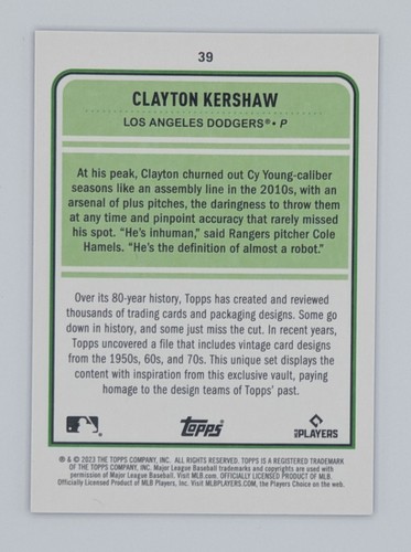 Collezione Topps Brooklyn 2023 viola /15 Clayton Kershaw #39 - Foto 2 di 2