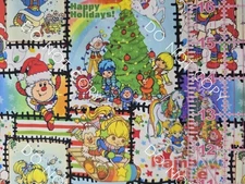 Custom 100% Cotton Woven Fabric Rainbow Brite Christmas by the 1/4 Yard 9x56