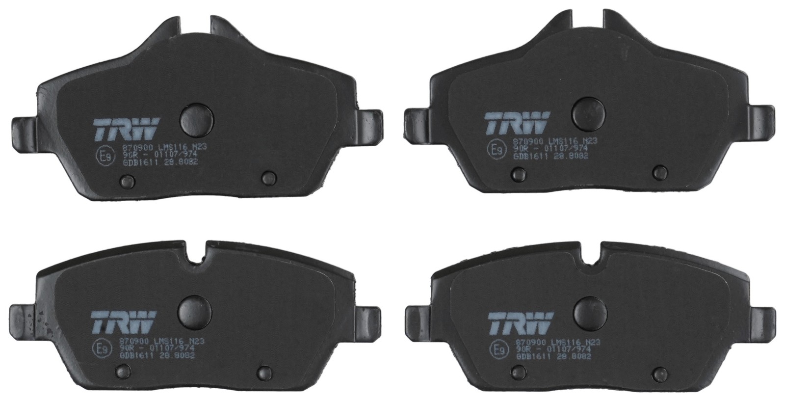 Fits TRW GDB1611 BRAKE PAD SET, DISC BRAKE