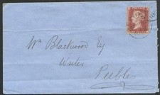 GB ESCOCIA 1864 1d rojo en cubierta INTERIOR A PEEBLES, escasos cds pmk...53364