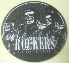 ROCKERS 4" Beer COASTER Mat w/ 3 SKELETONS Big Ugly Brwy, Chesapeake VIRGINIA