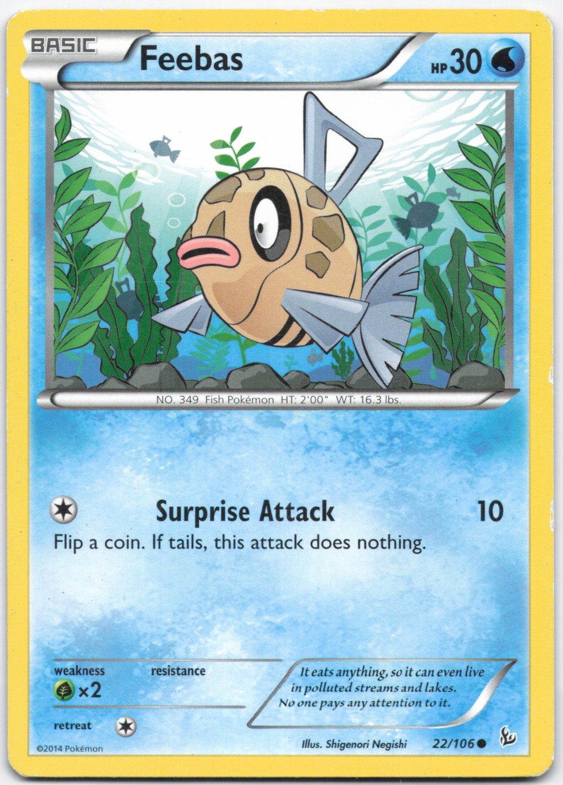 Feebas 22/106 Common Flashfire Pokemon Heavily Played