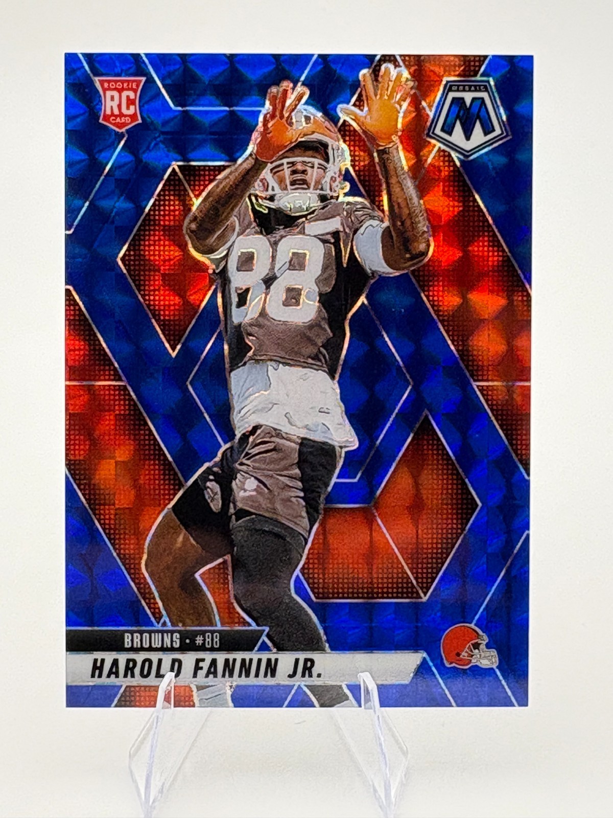 Harold Fannin Jr. 2025 Panini Mosaic Rookie Blue Mosaic Prizm 8/99 Browns #384