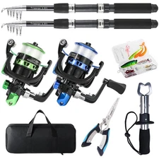 Fishing Rod, 2PCS Telescopic Fishing Rod and Reel Combo with Fishing Pliers a...