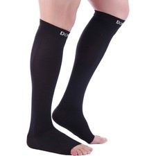 Doc Miller Open Toe Compression Socks Black, Small, 20-30 mmHg, Toeless C