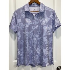 Nike Dri Fit Golf Polo Shirt Womens Medium Floral Print Lavender Purple
