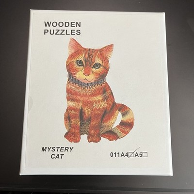 Mystery Cat Wooden Puzzle Jigsaw 7.25'' x 11'' In Box COMPLETE