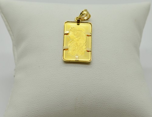 2.5 Gram Pamp Suisse Bar Ingot in a 14k Yellow Gold Bezel Pendant #GOLD-3917
