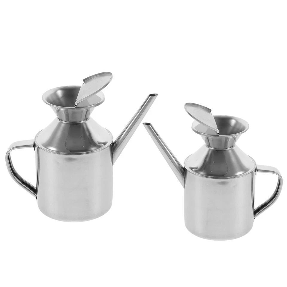  2pcs Oil Dispenser: Stainless Steel Soy Sauce Bottle - Vinegar Container with
