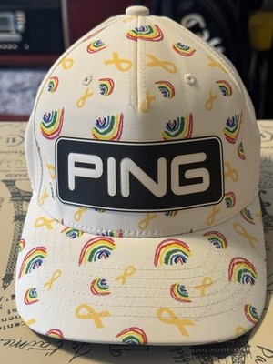 PING St. Jude Rainbow & Yellow Ribbon Cap 2021 LE  White Hat Snap Art By Bridget