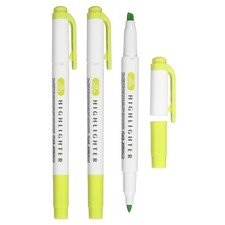 3Pack Broad and Round Tips Highlighter, Bright Green