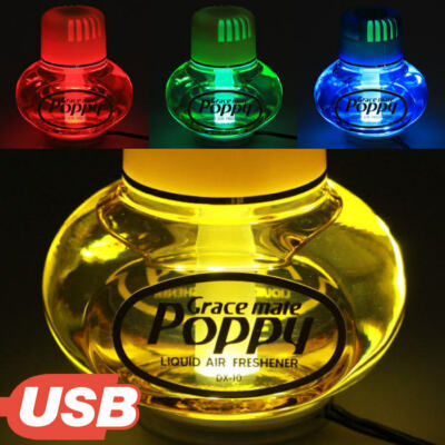 Poppy Lufterfrischer Gardenie Duft mit USB 5V 7 LED Beleuchtung LKW Auto KFZ Bus