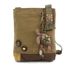 New Chala Patch Crossbody TWO TURTLES Key Charm Bag Canvas Olive Green