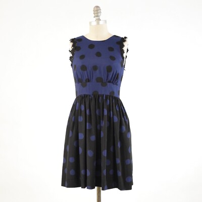 Corey Lynn Calter Anthropologie Dress 0 Navy Polka Dot Backless Fit & Flare  Mini | eBay