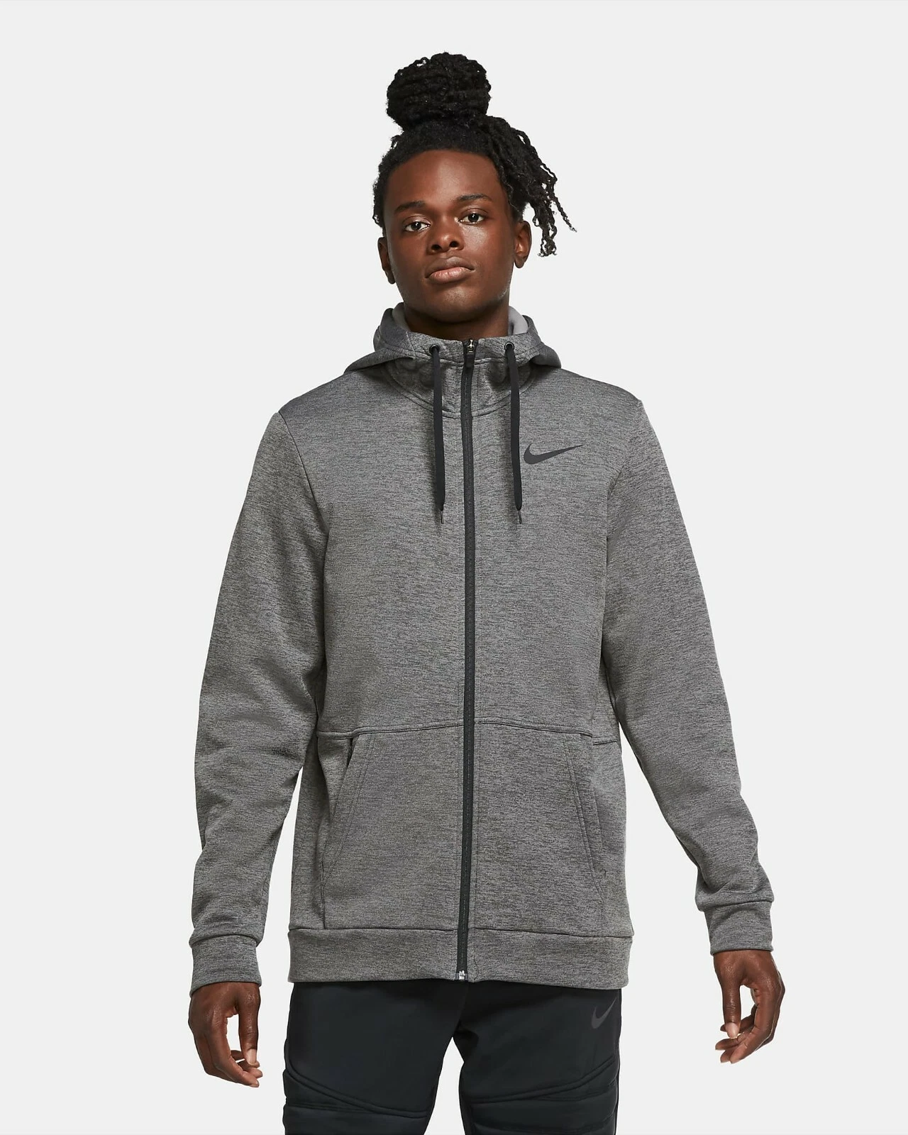 NEW MEN’S NIKE THERMA-FIT FLEECE FULL-ZIP TRAINING HOODIE SWEATSHIRT! GRAY BLACK