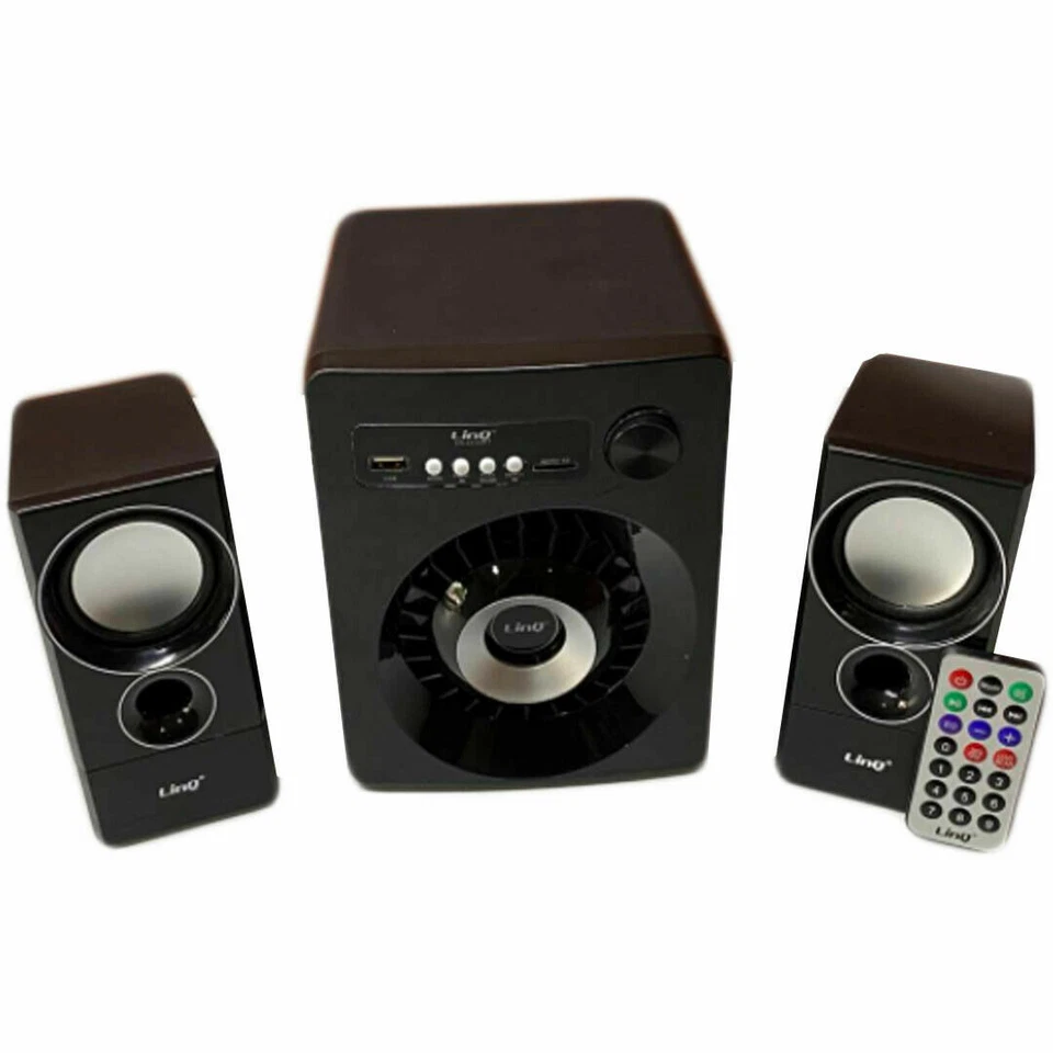 casse altoparlanti 2.1 per pc Speaker Bluetooth Radio Fm con telecomando sd aux - Immagine 3 di 3