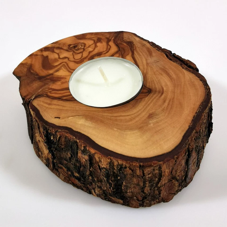 Teelichthalter Kerzenhalter Eierbecher Olivenholz rustikal - Bild 2 von 4