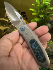 OCHS WORX LONTRA EDX Arctic Blue Fat Carbon M390 Satin Knife Titanium Knife