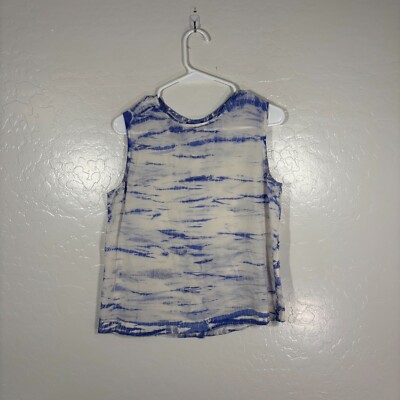 Equipment Femme Silk Top Small Reagan Blue Tie Dye Tank Button Back