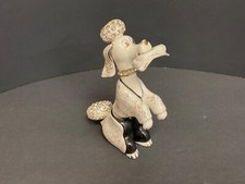 Lefton Geo 1955 Poodle Dog Carrying Newspaper with rhinestones 6.25" Rare Kitchy