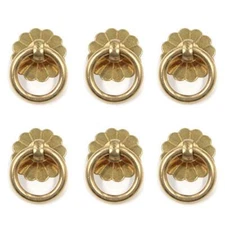  6 Pcs Brass Ring Pulls Handles Antique Pulls Cabinet Knobs Drawer pulls 