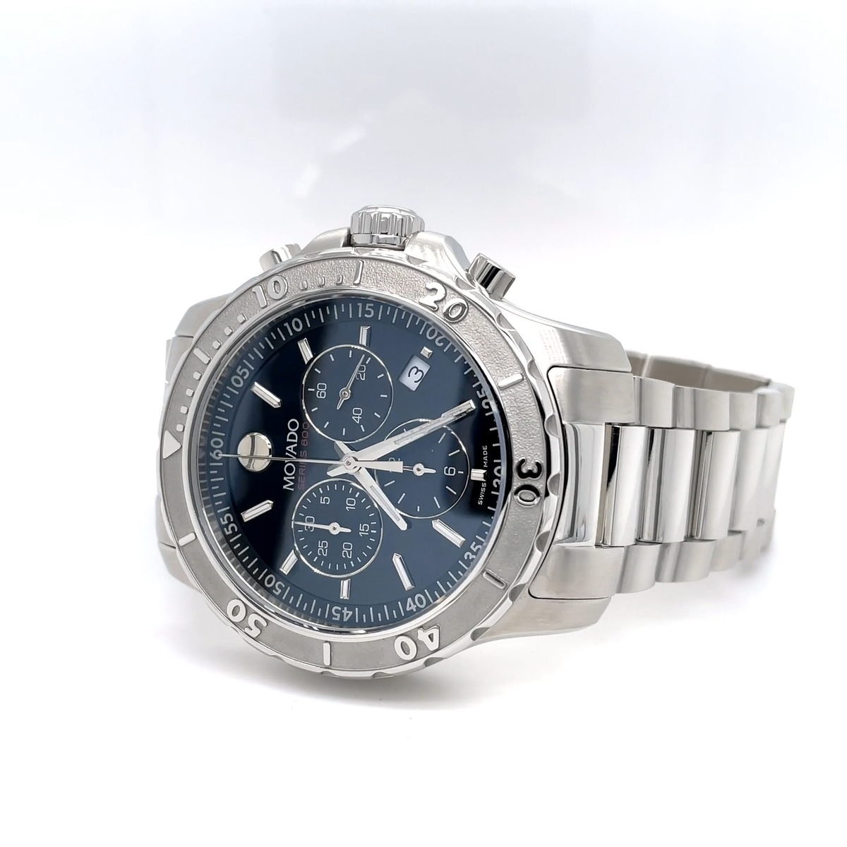 Movado series 800 Mens Watch Steel Chrono Box One Year