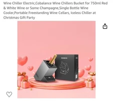 Cobalance Electric Wine Chiller, 750ml, Stainless Steel Single Bottle Cooler