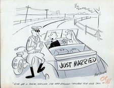 MORT WALKER SIGNED ORIGINAL DRAWING FOR SAT EVENING POST 1940's+COA      MARRIED