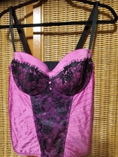 New without tags Cacique Corset Bustier Black Pink Lace Satin Women  s Size 18/20