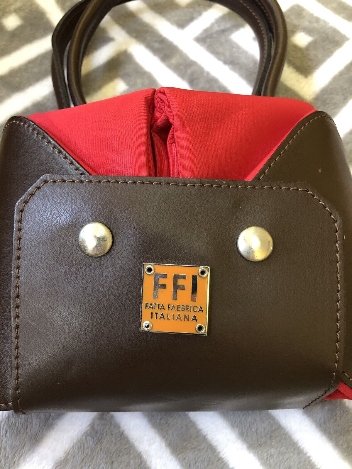 FFI FATTA FABRICA ITALIANA Nylon Red Large Handbag Fold Tote Made in Italy  | eBay