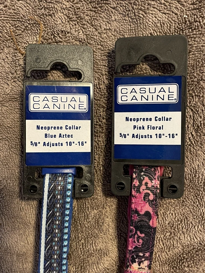 Casual Canine Neoprene Dog Collars Aztec Blue And Pink Floral Small NWT Set Of 2 - Image 3 of 3