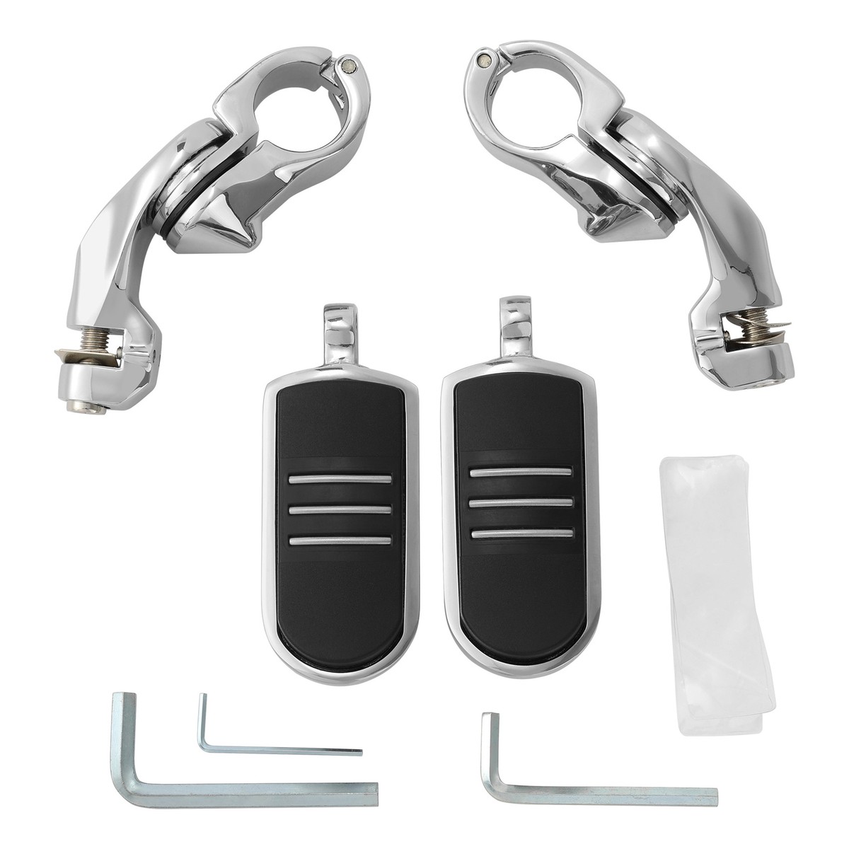 32mm Chrome Short Angled Peg Streamliner Highway Foot Pegs For Harley-Davidson W/ 1-1/4" Engine Guards