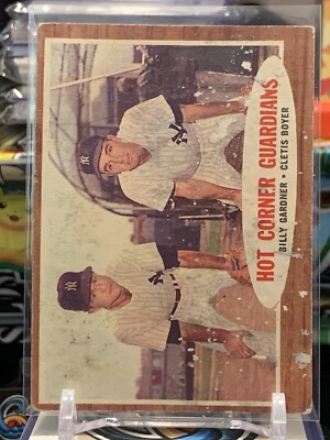 1962 Topps Hot Corner Guardians #163 Clint Boyer Billy Gardner Yankees DP 3D