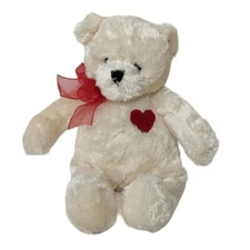 Hallmark Valentine Bear Ivory Cream Stuffed Animal Soft Plush Toy 8" NOT WORKING