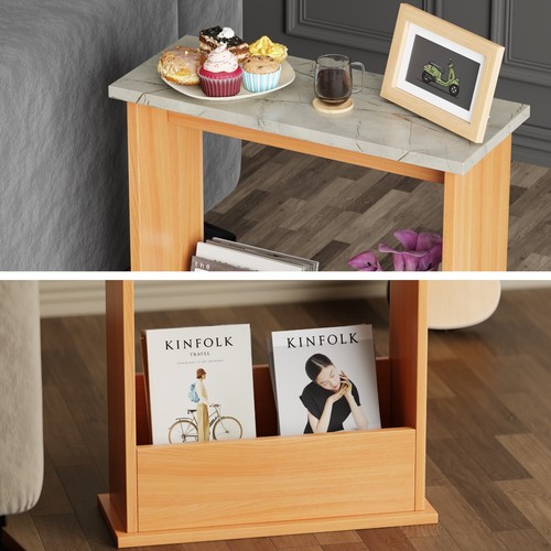 Slim Side Table with Storage Small Space Sofa End Table Bedside Living Room Home - Picture 55 of 65