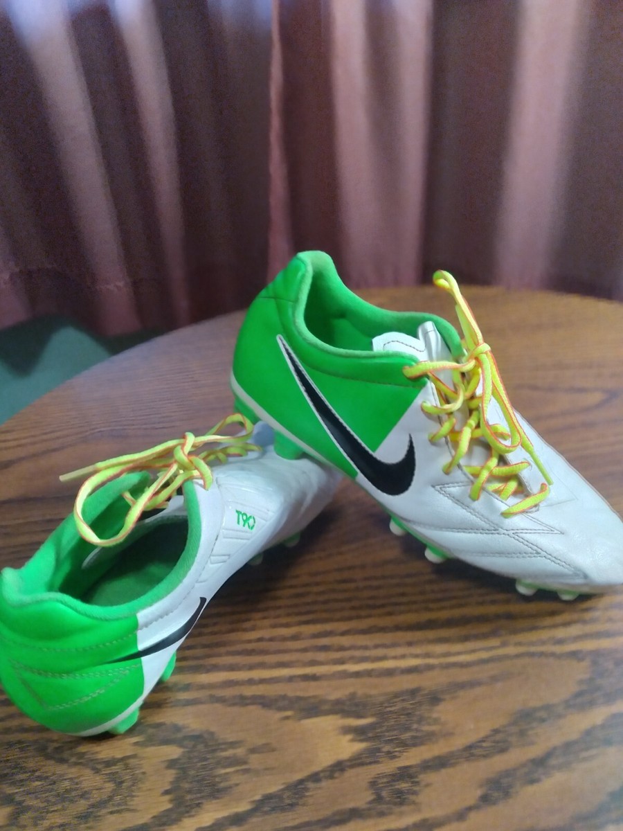 Nike T-90 soccer green and white shoes size 2012