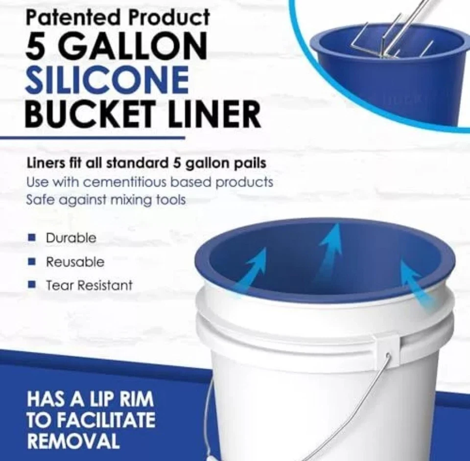 Revestimiento de cubo de 5 galones Revestimientos de cubo de goma reutilizables para concreto azul 5 galones Foto 3 de 4
