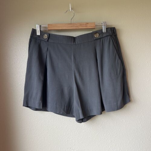 Banana Republic Shorts 4” Size 10 Pleated Dress Shorts Gray Brown Side Zip