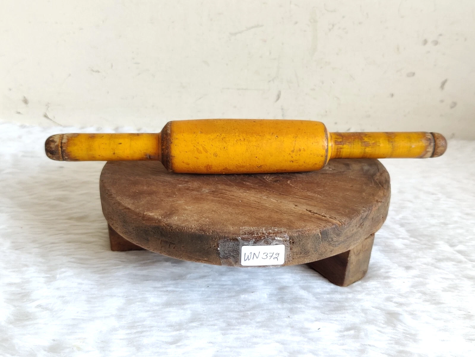 Antique Handmade Tortilla Bread Bakers Wooden Rolling Pin With Board Retro WN372