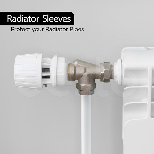 8 x 19.5cm White Radiator Pipe Sleeves Shrouds Snap Around Pipes Cover