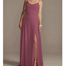 David’s Bridal Cowl Neck Chiffon Maxi Dress Size 4