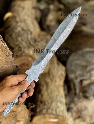 HAND FORGED DAMASCUS STEEL DAGGER HUNTING BLANK BLADE KNIFE FULL TANG 17 Inch