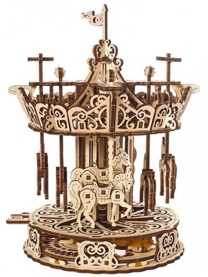 uGEARS 3D-Karussell-Puzzle aus Holz
