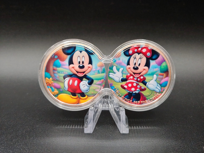 #ad Set of Two 1 Troy Oz .999 Fine Colorized Copper Rounds Mickey amp; Minnie Mouse $32.95