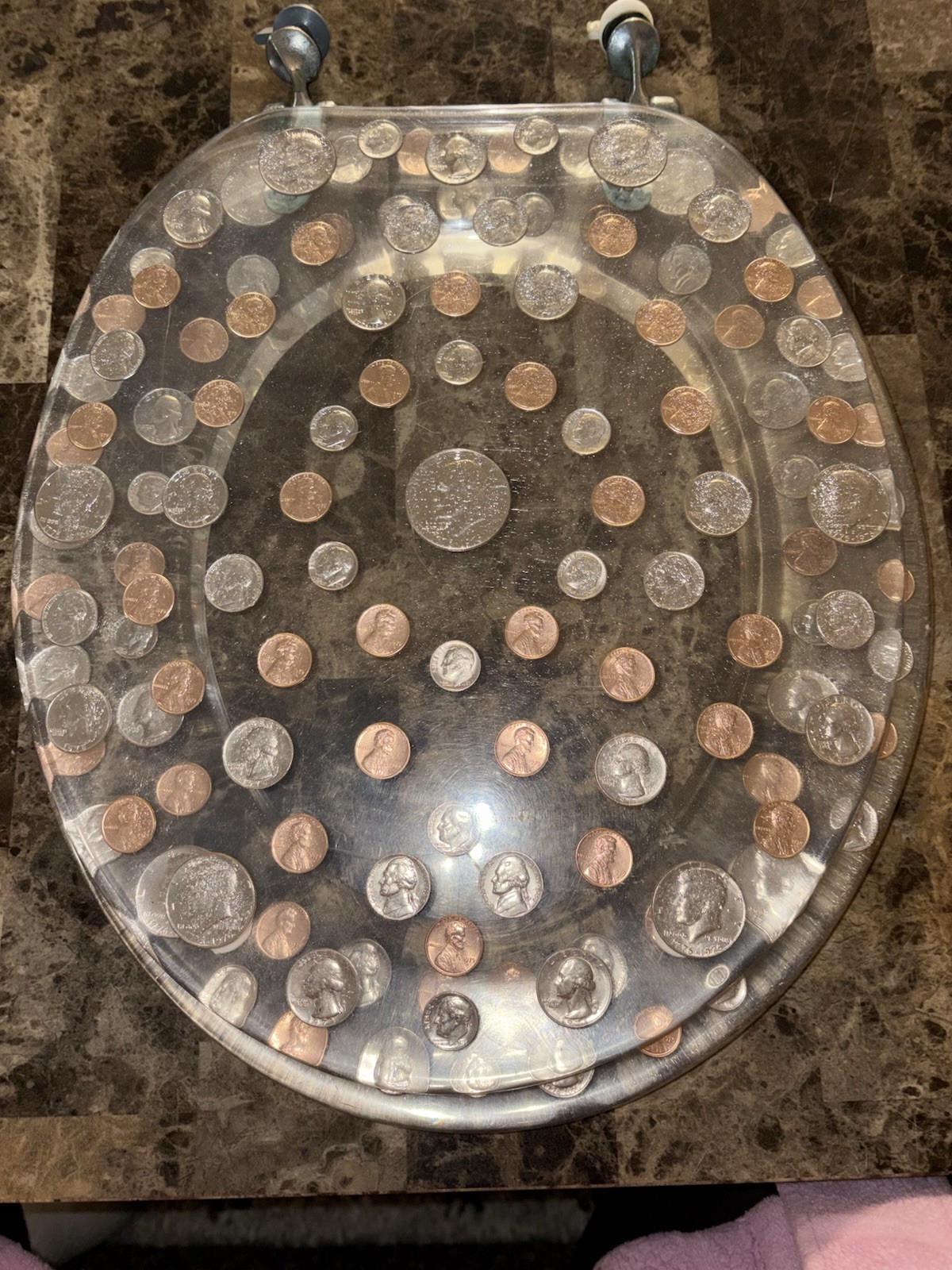 Vintage Real Coin Toilet Seat