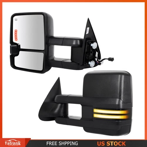 Power Heated Signal Pair Tow Mirrors For 99-02 Chevy Silverado Sierra 1500/2500