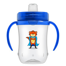 Milestones Blue Tiger Hero Soft Spout Sippy Cup with Handles, BPA-Free
