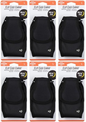 Nite Ize Clip Case Cargo Universal Rugged Holster, L - Black (6-Pack)