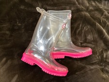 American Girl Wellie Wishers Willa Clear Rain Boots Girls 1/2 Worn Once